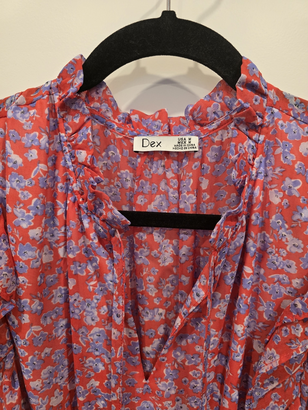 Dex Red Floral Maxi Dress with Blue Accents - Picture 2 of 2